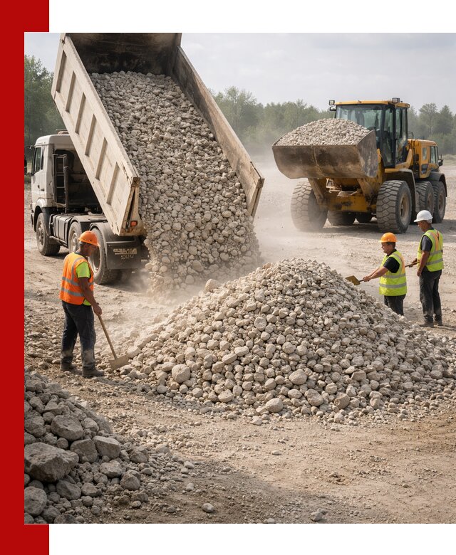Доставка известнякового щебня фр. 40-70 в Щекине