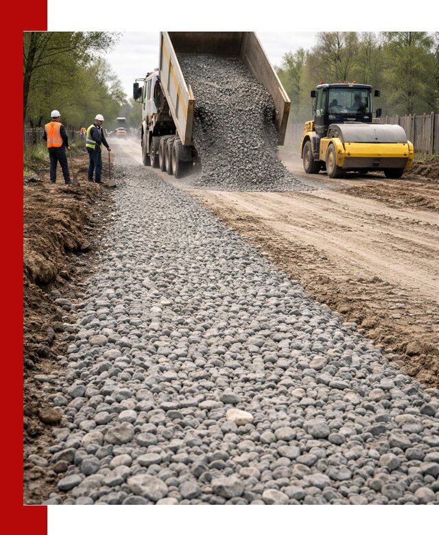 Доставка щебня для отсыпки дорог в Щекине высокого качества