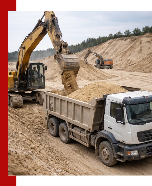 Доставка карьерного песка с самосвалами и разгрузкой в Щекине