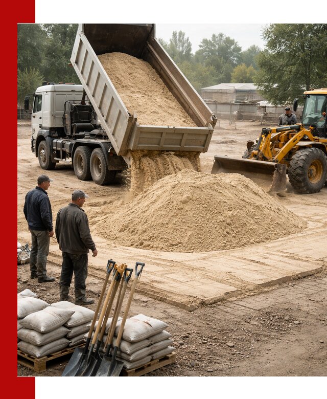 Доставка мытого песка в Щекине с самосвалами по выгодной цене