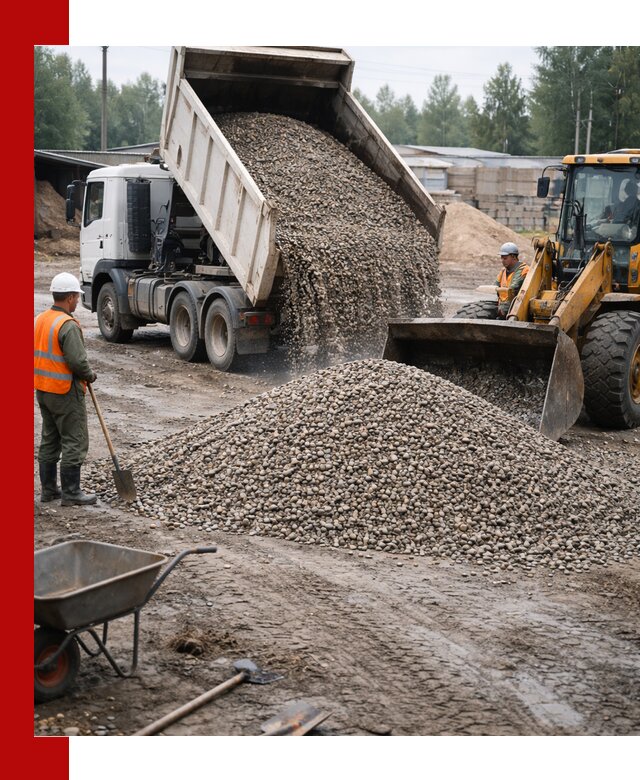 Мытый гравий с доставкой в Щекине от карьера до участка