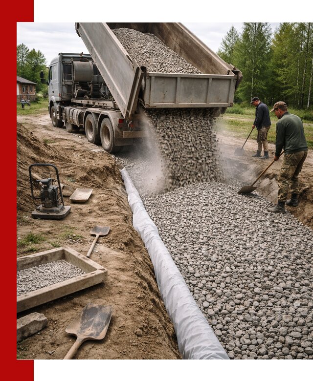 Гравий для дренажа с доставкой в Щекине качественный и недорогой