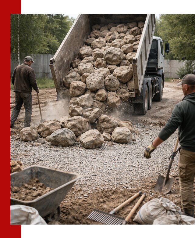 Доставка и укладка булыжника в Щекине