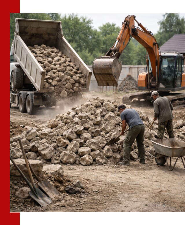 Доставка и разгрузка бутового камня в Щекине