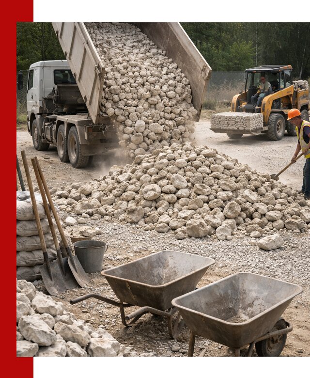 Доставка и продажа бутового известнякового камня в Щекине