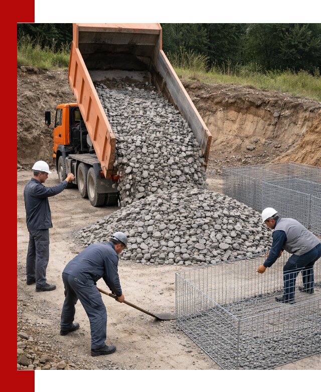 Камень для габионов с доставкой в Щекине быстро и надёжно