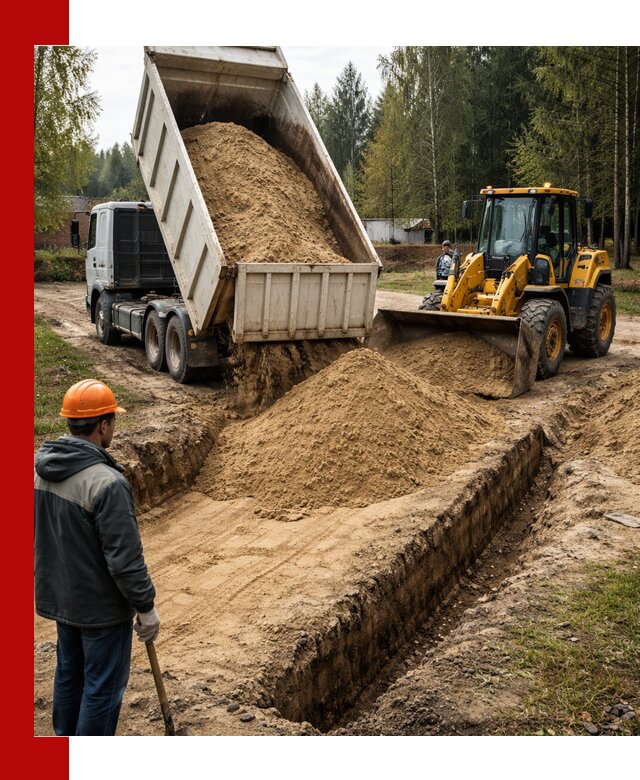 Доставка песчаного грунта в Щекине для строительных работ