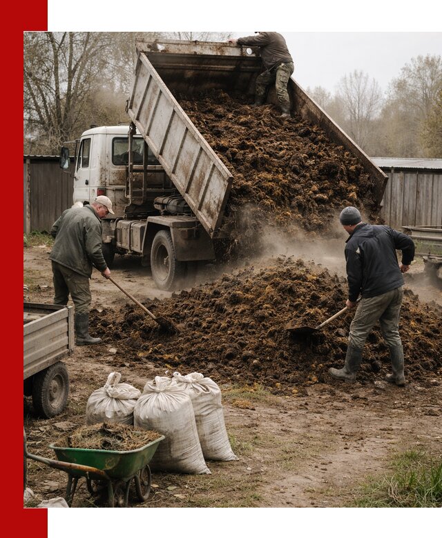 Доставка коровьего навоза самосвалом в Щекине