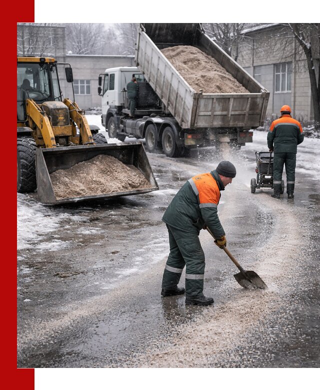 Реагент против гололеда с доставкой и нанесением в Щекине