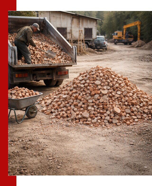 Доставка и подушка из боя кирпича с разгрузкой в Щекине