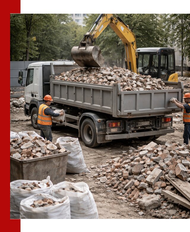 Вывоз строительного мусора в Щекине с самосвалами и контейнерами